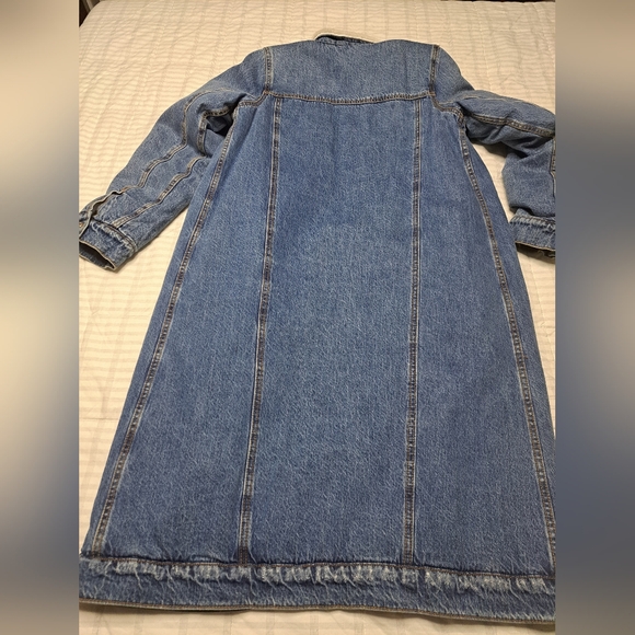Denim Fleece Lined Long Coat - Picture 2 of 12